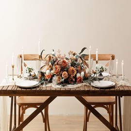 FOLAI Pack of 2 Boho Cheesecloth Table Runner Table Cloth - Rustic Wedding Table Decoration for Bridal Shower, Birthday & Celebrations (90 x 300 cm) - Eco Cotton & Reusable (Cream)