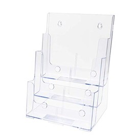 Marketing Holders 6 Pack Brochure Holder Countertop or Wall Mount with Hardware for Trifolds or Magazines Clear Rack for 4 Inch or 8.5 Inch Wide Ads Flyers and Graphics Bin for Offices
