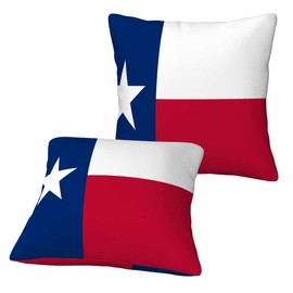 Orythyra Flag of Us Texas Symbol 18 x 18 Throw Pillow Covers American Star and Blue White Red Set of 2 Pillow Cases Protectors Outdoor Pillowcases Square Decorative for Home Couch Sofa Bed Car Office