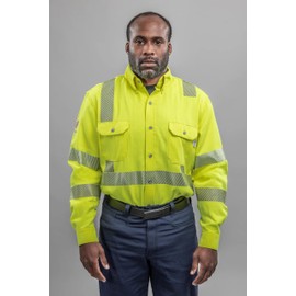 DRIFIRE FR Hi-Vis Vented Work Shirt, CAT 2 Arc Rating, Class 3 Type R, Flame Resistant, SHRTVTGVC3-LGRG
