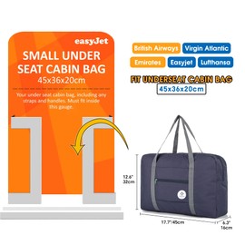 for Easyjet Airlines Cabin Bag 45x36x20 Underseat Foldable Travel Duffel Bag Holdall Tote Carry on Luggage Overnight for Women and Men 25L (Dark Blue)
