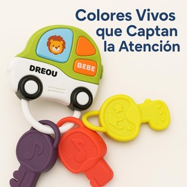 Musikalischer Schlüsselanhänger für Babys, mit Beißringen, sensorisches Spielzeug mit Geräuschen, Farben und Texturen, stimuliert die Sinne und lindert Zahnfleisch, geeignet ab 6 Monaten, BPA-frei