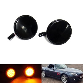 2x Black Tinted Lens Side Indicators Amber Marker Repeater Light for 1990-2014 MX-5 MK I II III Roadster NA NB NC