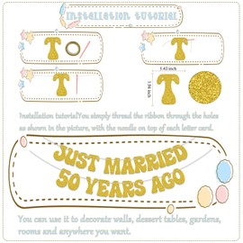 Just Married 50 Years Ago Banner, decoración de fiesta de 50 aniversario de boda, Todavía lo hacemos, suministros de decoración de fiesta de compromiso de 50 años, color dorado