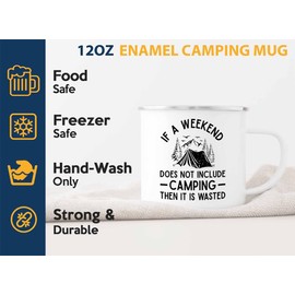 Camping Camper Mug 12oz - Weekend Camping - Campers Men Campfire Women Outdoor Travel Tent Friend Adventurer Nature Lover Hobby Hiking Climber