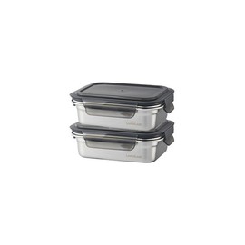 Lock&amp;Lock [1+1]Lock&amp;Lock stainless steel airtight container 600ml set of 2 / 락앤락 [1+1]락앤락 스텐하드 밀폐용기 600ml 2개 세트