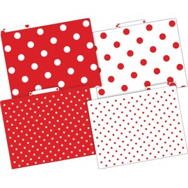 Barker Creek File Folders - Set of 24 Red & White Dot Letter Size Folders, 14pt Stock, Multi-Design Set, 1/3 Cut Tabs, Reversible, Home, School and Office Supplies (4392)