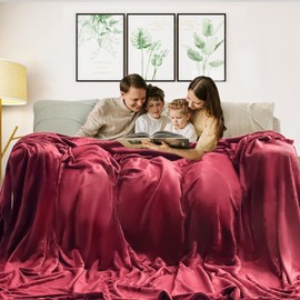 Excervent Solid Oversized Flannel Fleece Blanket (120x120 inches, Red) Cozy Throw Blankets for Couch Sofa and Bed, Super Soft Luxurious Warm Plush Blankets for Household Living Room Bedroom