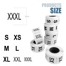 3500 Pcs Size Stickers for Clothing, Size Stickers, Round Black Apparel Labels, for Shirt, Clothing, T-Shirts, Retail (3500, XS,S,M,L,XL,XXL,XXXL)