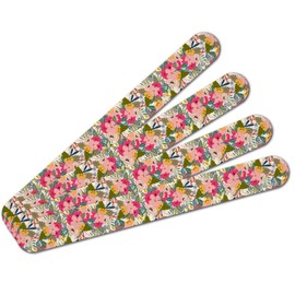 Softly Flowers Floral Pattern Double-Sided Nail File Emery Board Set 4 Pack