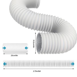 Air Ducting Tumble, Dryer Vent Hose, Flexible Aluminum Foil Composite Exhaust Duct 100mm * 2.5m with Clamps, Thickened PVC Telescopic Air Hose for Fresh Air System Air Conditioning Ventilation Duct