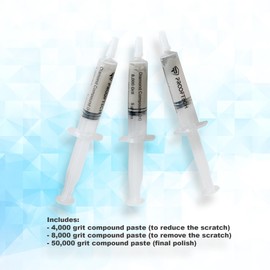 ProofTech Screen Scratch Remover Repair Kit for All Smartphones Tablets and Watches Complete Set of 3 Diamond Polishing Compounds and 3 Wool Cloths and Oleophobic Coating