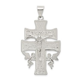 Auriga Fine Jewelry Sterling Silver Polished Large Caravaca INRI Crucifix Cross Pendant Fine Jewelry For Women, AFJ-QG-QC8137