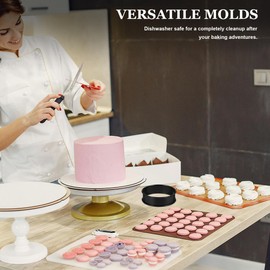 DECHOUS 4pcs English Muffin Rings, Crumpet Rings Stainless Steel Double Rolled Tart Rings Non-stick Metal Round Ring Mold Cooking Baking Kitchen (8Cm Inner Diameter Diameter)