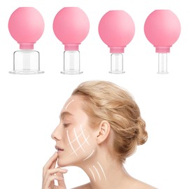 SexxLady 4 Stück Schröpfgläser mit Silikon Saugball, Schröpfglas Set aus Echtglas, Face Cupping Set gegen Falten & Verspannungen, Schröpfen gegen Cellulite