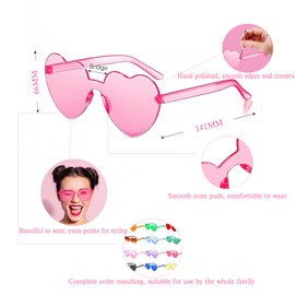 12Pcs Heart Shaped Sunglasses Party Glasses for Kids Adults,Festival Glasses Fancy Dress Sunglass Funky Hippie Glasses Heart Shape Glasses Multipack for Children,Costume Bachelorette Party Accessories