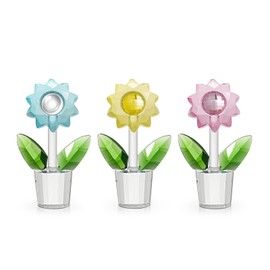 LONGWIN 3pcs Crystal Sunflower Figurines Glass Spring Bouquet Flower Collectible Figurine Lucky Home Decor Ornaments Gift Idea for Mothers Day, Birthday, Christmas Day