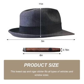 NYTKL Fedora and Cigar Window Decal, The Driving Crooner Decals Fedora Hat and Cigar Sticker, Waterproof Funny Car Stickers Creative Decoration for Automotive Side Window (A)