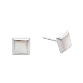 Silverly Women's 925 Sterling Silver Mother of Pearl 7 mm Square Stud Earrings