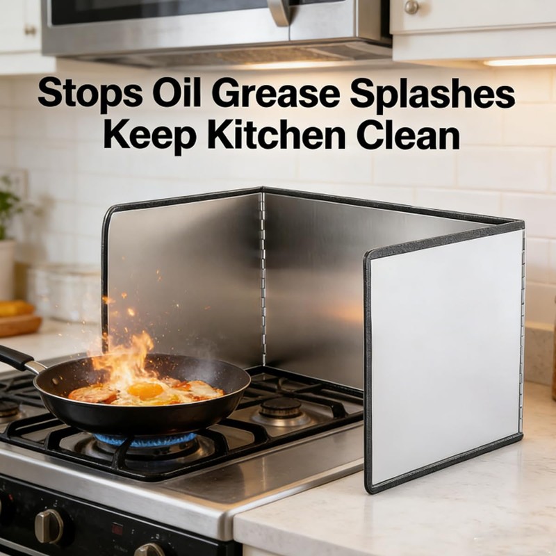 ZHQZZPH 3-Sided Stainless Steel Grease Splatter Guard for Frying Pan