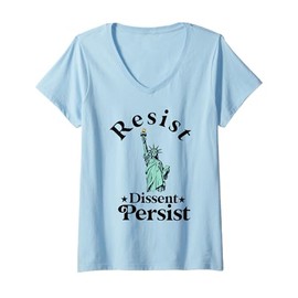 Womens resist dissent persist feminist women american Flag Liberty V-Neck T-Shirt