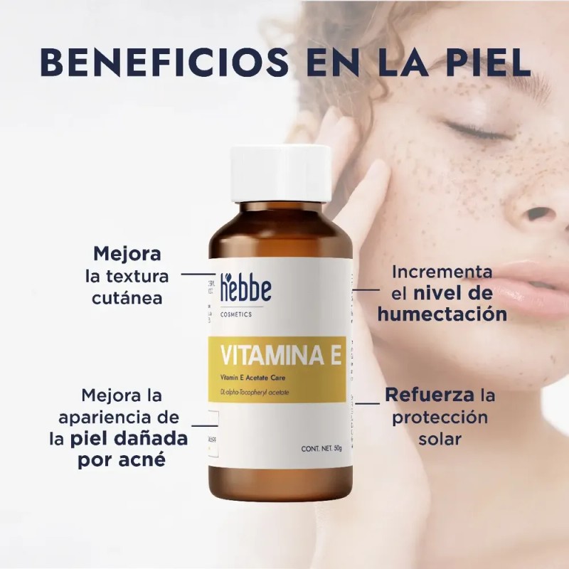 Vitamina E Hebbe Cosmetics Aceite Antioxidante 50g Cabello y Piel