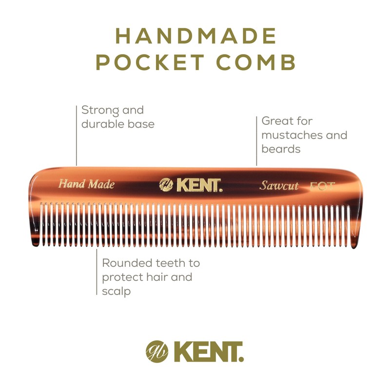 KENT Kent Handmade Coarse/Fine Toothed Styling Pocket Comb, Length-11.2 cm