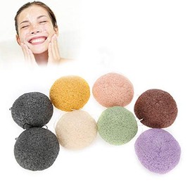 Konjac Wash Face Flutter Set, 8pcs Round Type 100% Pure Body Sponges Massage Tools for Deep Pore Cleansing Exfoliating Facial Sponge for Daily Cleansi