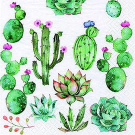 20 Napkins Cacti and Succulents as Table Decoration for Tropical and Summer Parties 33 x 33 cm