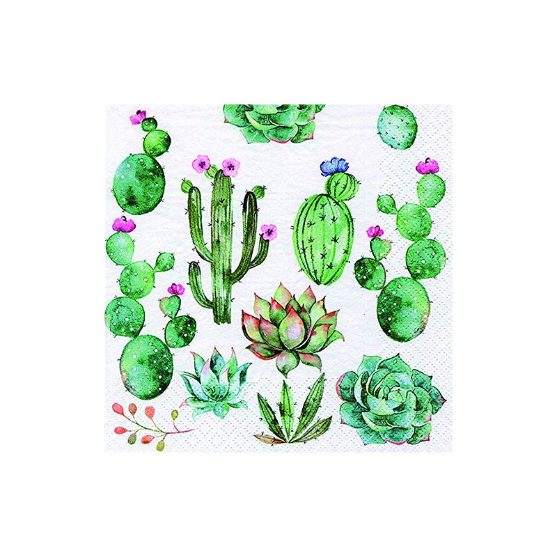20 Napkins Cacti and Succulents as Table Decoration for Tropical
