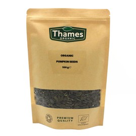 Organic Pumpkin Seeds 500g- of Nutritious & Delicious Seeds - No Additives, No Preservatives - Raw, Vegan, Non-GMO, Certified Organic - Great for Snacking, Baking, and Sprinkling - Thames Organic 500g