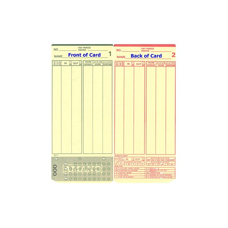 (1000) Amano MJR-8000 Time Clock Cards, 000-249 Number Series