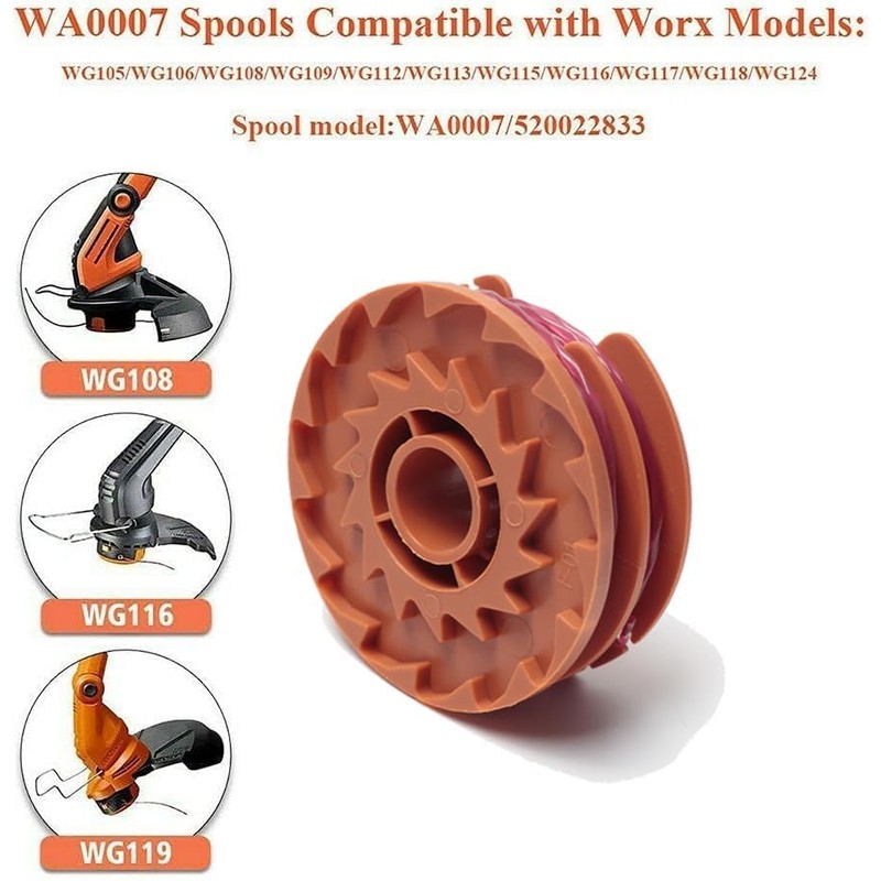 3pcs WX100 Strimmer Line Strimmer Spool Compatible with Worx WG119E