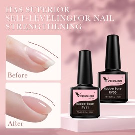 VENALISA Rubber Base Gel Polish, 1Pcs Jelly Pink Rubber Gel Base for Nails Color Builder Gel Nail Polish High Gloss Soak Off U V Gel Nail French Nail Manicure Salon DIY
