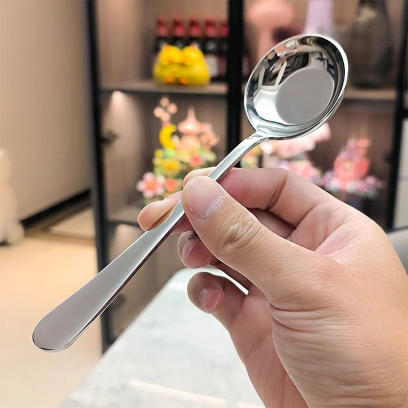 MIUPOO Deep Bottom Korean Style Sugar Spoons, Ladle Silver Gravy