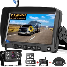 RV Wireless Backup Camera Plug and Play: Pre-Wired for Furrion System Recording Back Rear View Camera Easy Setup for Truck Trailer Motorhome Night Vision HD 1080P 7'' Monitor Split Screen Xroose CW7