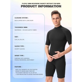 FLEXEL Shorty Wetsuit Women 3mm, Wet Suits for Mens in Cold Water, Neoprene Scuba Diving Suit for Surfing Swimming Snorkeling