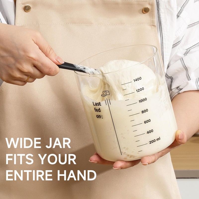 HomeFeel Premium Sourdough Starter Jar - 50 oz Large Glass