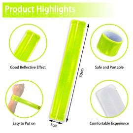 Awroutdoor Pack of 20 Reflective Bands Snap Bracelets, Reflectors Children, Safety Tape Reflective for School Bags, Keys, Prams, Hiking, Joggers and Cyclists
