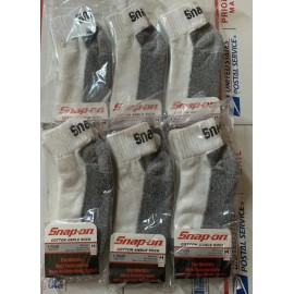 Snap-on 6 Pairs Mens White Snap on Tools ANKLE Socks Medium FREE Shipping MADE IN USA
