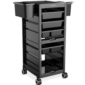 Tasalon Professional Salon Trolley Cart, Station with 4 Drawers & 2 Storage Baskets, Multipurpose Salon Station Cart