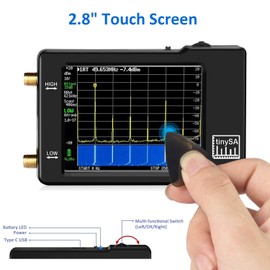 TinySA Spectrum Analyzer,Handheld Tiny Spectrum Analyzer TinySA 2.8inch Touch Screen,Portable Frequency Analyzer 0.1MHz~ 960MHz MF/HF/VHF UHF Input, Signal Generator with Battery