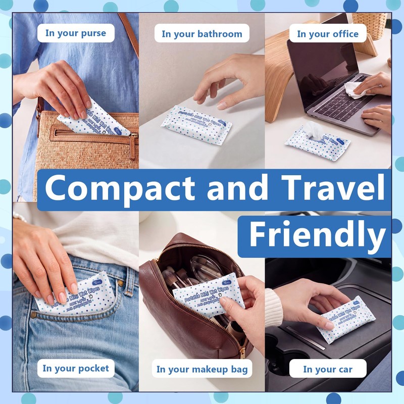 Dansib 240 Pcs Travel Wipes 24 Pack 100% Water Wet