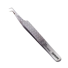 Curacoro Lash Tweezer - Professional & Precision Fiber Tip Grip Lash Tweezers for Eyelash Extensions, Multi Shapes & Purposes Tweezers for Volume, Isolation & Classic Lashes (Silver, The Good Angle)