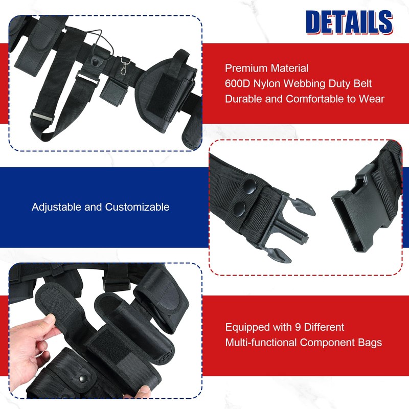 NYXOVA 10 in 1 Police Utility Belt Black Law Enforcement
