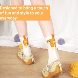 2Pairs Cute Cat Socks with Balls,Novelty Animal Cotton Socks,Cute Cotto/n Novelty Funny Animal Fun Crew Socks,Cute Cat Socks,3D Funn/y Cats Sock/s,Fun/ny Novelt/y Anima/l Print Crew Cotton