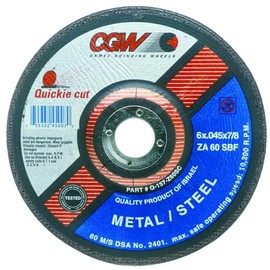 CGW 45002 4-1/2" Type 27 Quickie Cut Extra Thin Cut-Off Wheel Zirconia Aluminum Mix 60 Grit