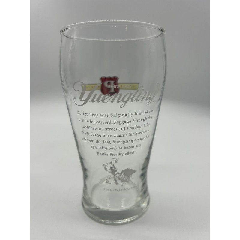 Yuengling Porter Worthy Brewery 12 Oz Drink Beer Glass Advertising