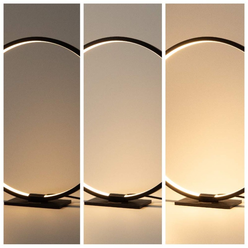MASIVEL Modern Circle Table Lamp LED Warm Light Nightstand Lamp
