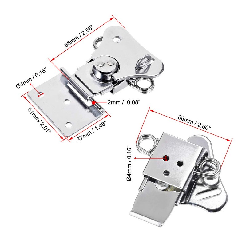 uxcell 2.56-inch Iron Spring Loaded Butterfly Twist Latch Large Keeper